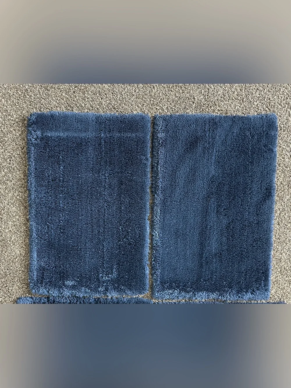 blue plush microfiber bathroom rugs - set of 4 (see photos for size)